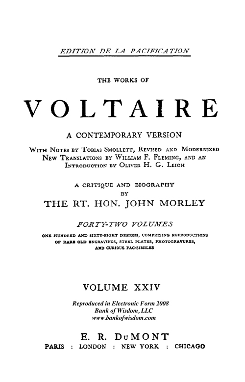 (image for) The Works of Voltaire, Vol. 24 of 42 vols + INDEX volume 43 - Click Image to Close